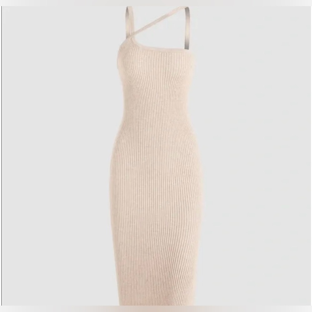 Cider Womens Tan Rib Knit Midi Dress Size M New